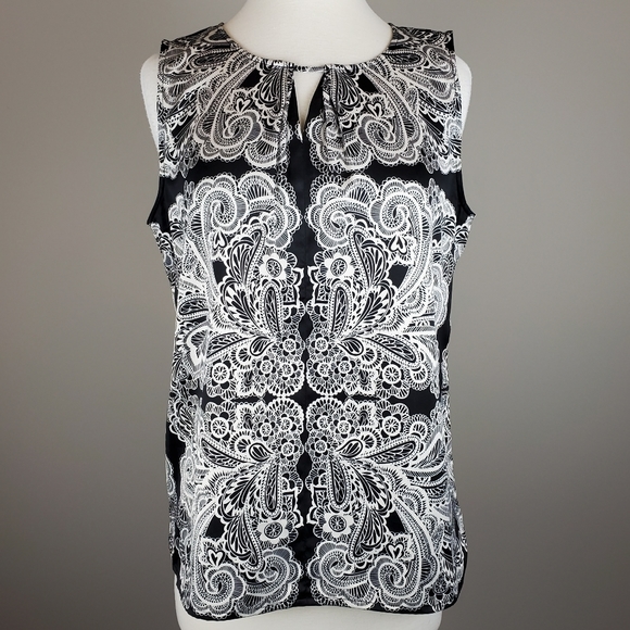 The Limited Tops - Black & White Paisley Sleeveless Top